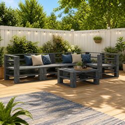 6-Piece Grey Pallet Lounge Set - Quality and Comfort