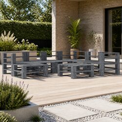 Compact 8 Piece Grey Garden Lounge Furniture Set