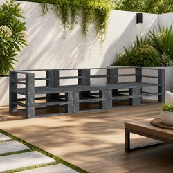 Compact Grey Wood Pallet Sofa for Outdoor Comfort