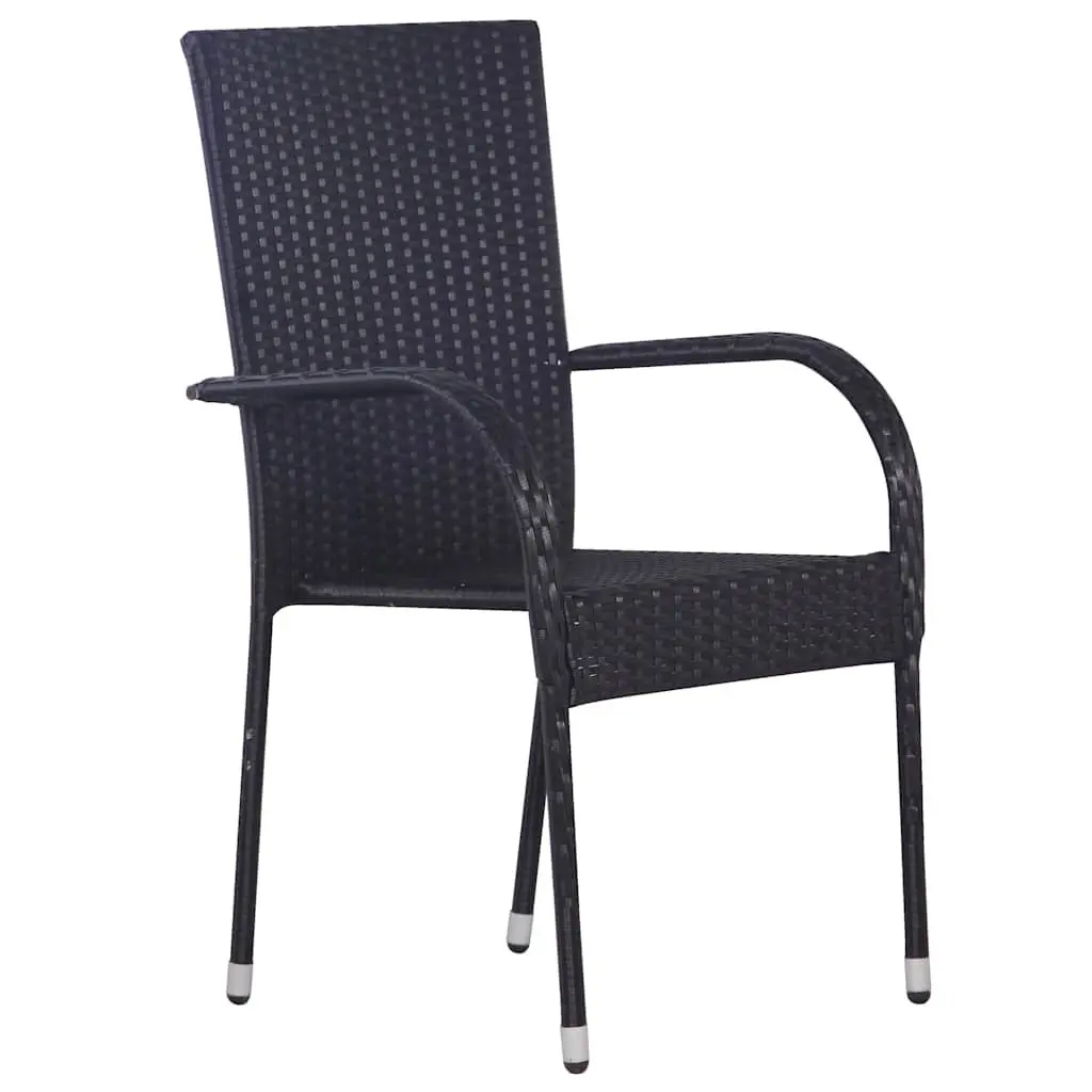 Outdoor Dining Set Black 7 Piece Garden Furniture Durable Steel Frame Weather Resistant PE Rattan