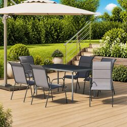 Concise 7-Piece Outdoor Dining Set with Steel Frame