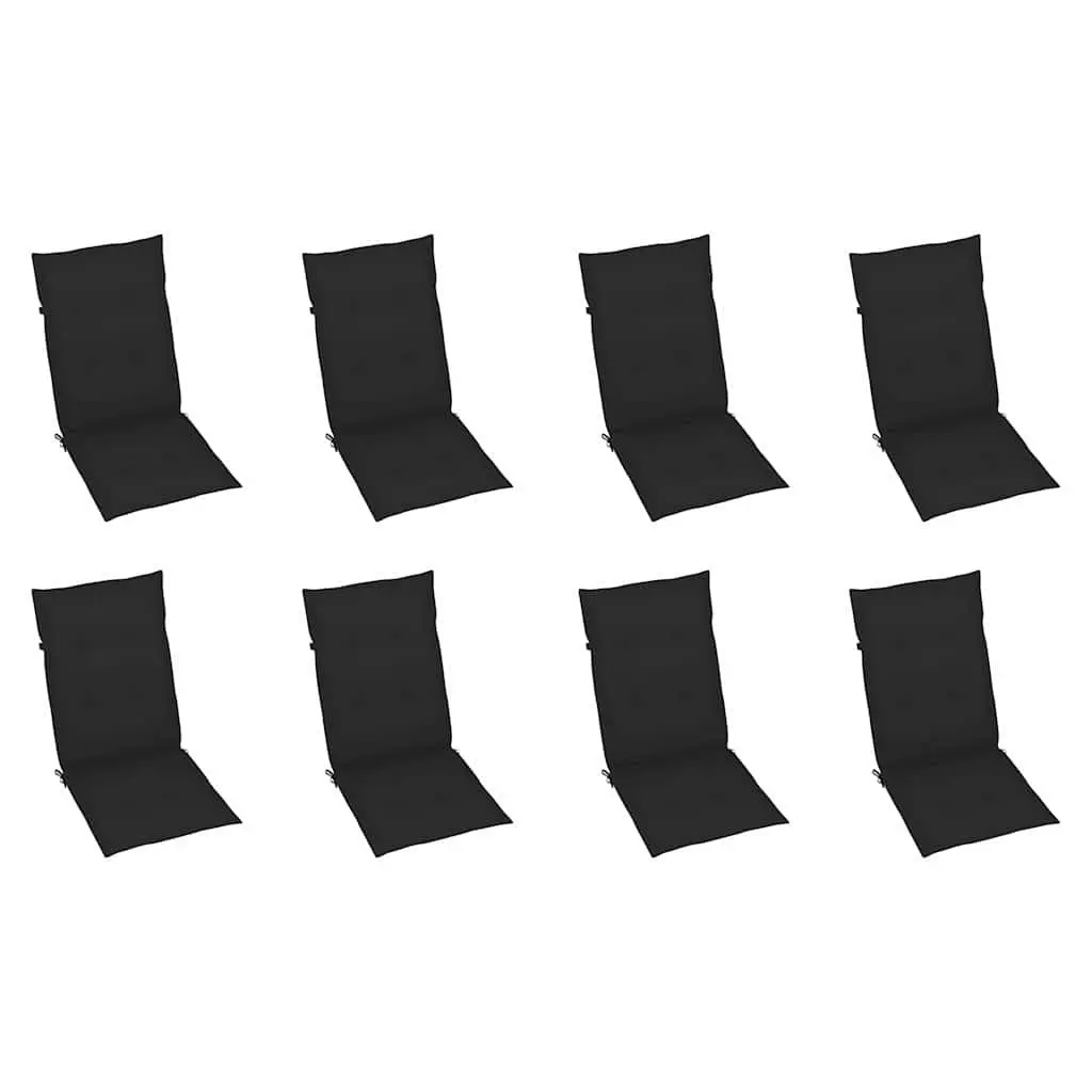 Reclining Garden Chairs Black Teak Wood 8 Pieces Adjustable Backrest Cushions
