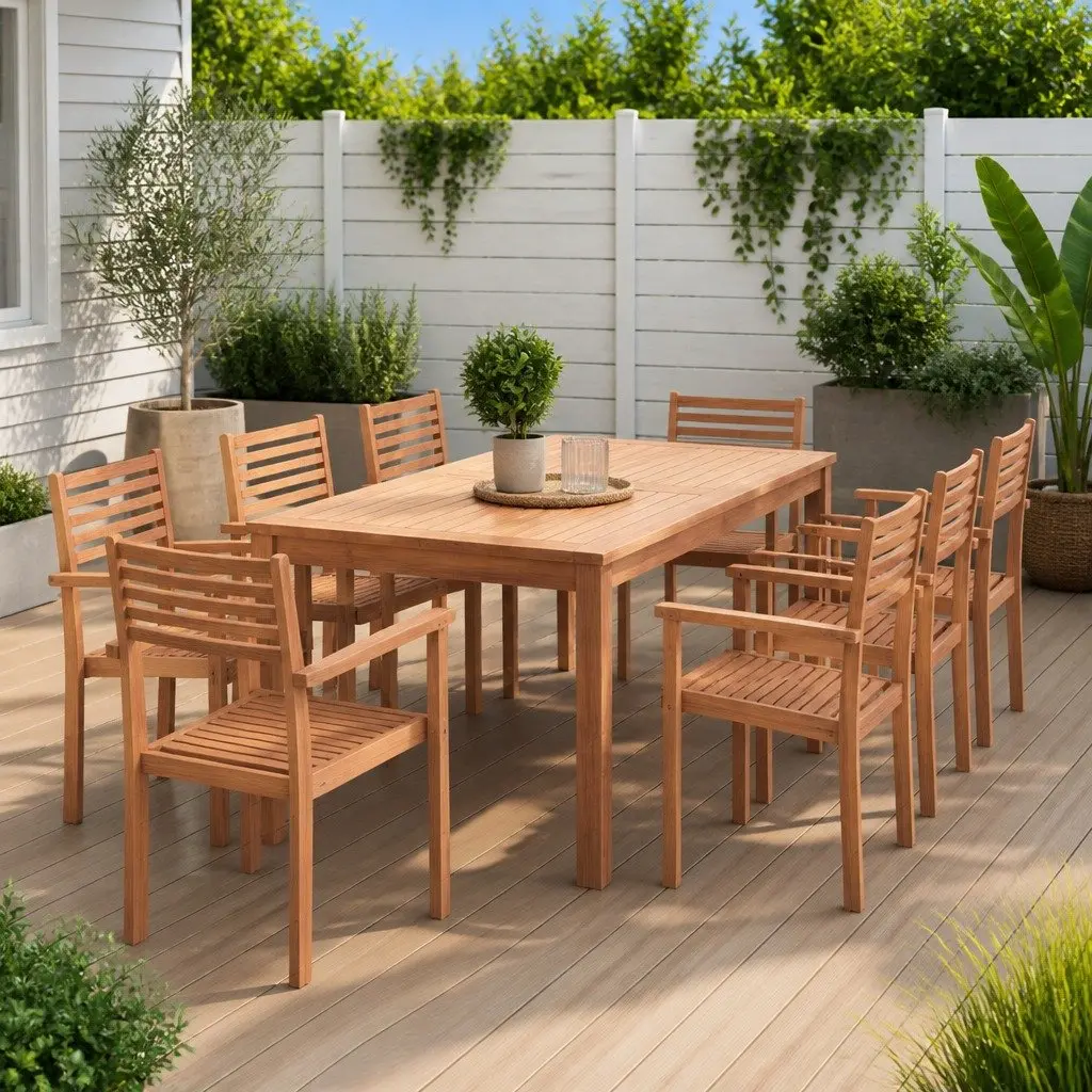 8 Pcs Outdoor Teak Chairs Set
