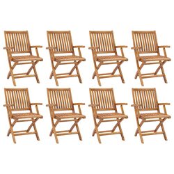 Compact Folding Teak Chairs - Set of 8 for Outdoors