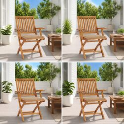 Friendly Folding Garden Chairs Set of 4 with Beige Cushions