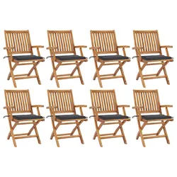 Compact 8-Piece Folding Garden Chairs Set with Cushions