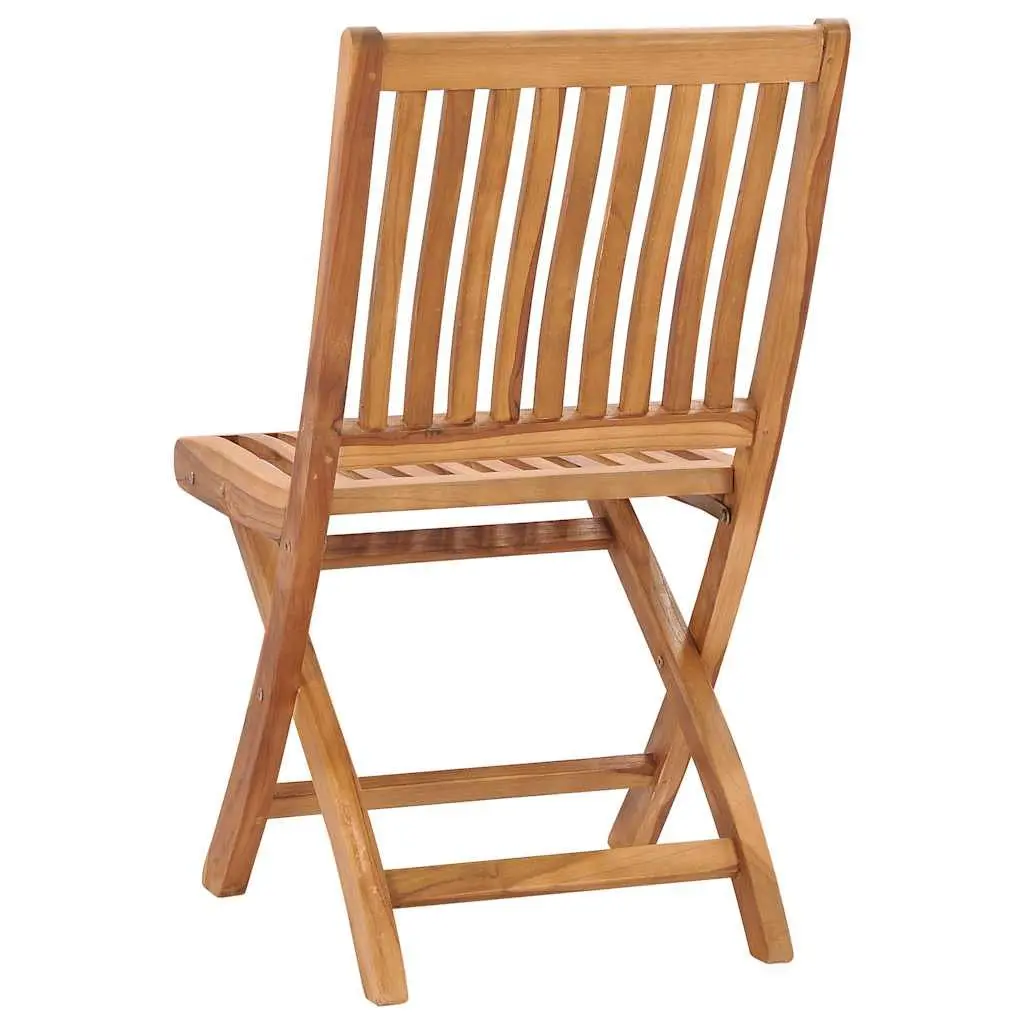 Folding Garden Chairs Brown Teak Wood 4 Piece Outdoor Seating Dining Furniture