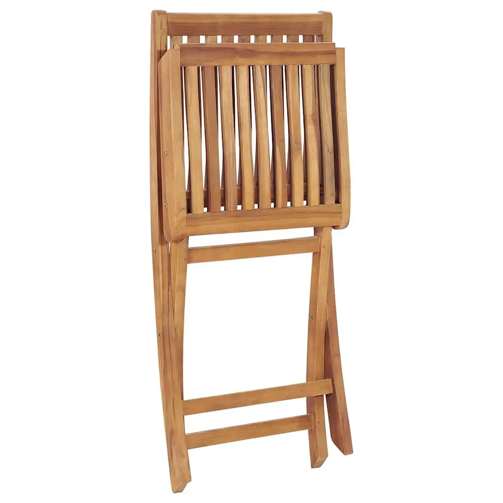 Folding Garden Chairs Brown Teak Wood 4 Piece Outdoor Seating Dining Furniture