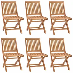 6 Folding Garden Chairs in Brown Teak Wood
