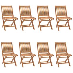 8-Pack Teak Wood Folding Chairs for Garden
