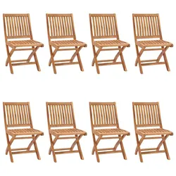 8-Pack Teak Wood Folding Chairs for Garden