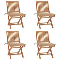 Compact Folding Garden Chair Set - 4 Pieces with Cushions