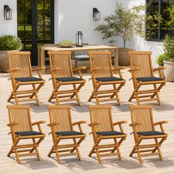 Comfortable 8-Piece Teak Wood Outdoor Chair Set
