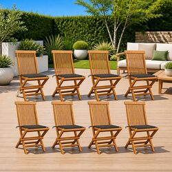 Folding Garden Chairs Set of 8 in Teak Wood - Great Choice