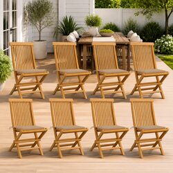 Concise and Stylish Set of 8 Folding Garden Chairs
