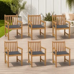 Compact 6-Chair Set: Teak Wood Outdoor Seating Solution