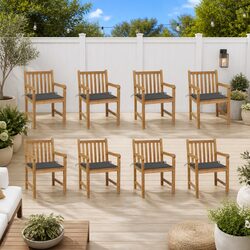Outdoor Garden Chairs Set 8 pcs Teak Wood with Anthracite Cushions Patio Seating