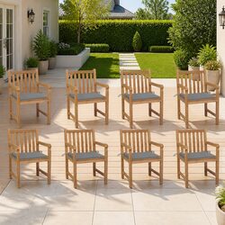 8-Piece Outdoor Chair Set Featuring Grey Cushions