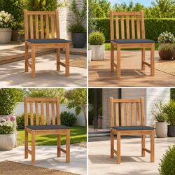 Concise Teak Wood Garden Chair Set - 4 Cushioned Chairs