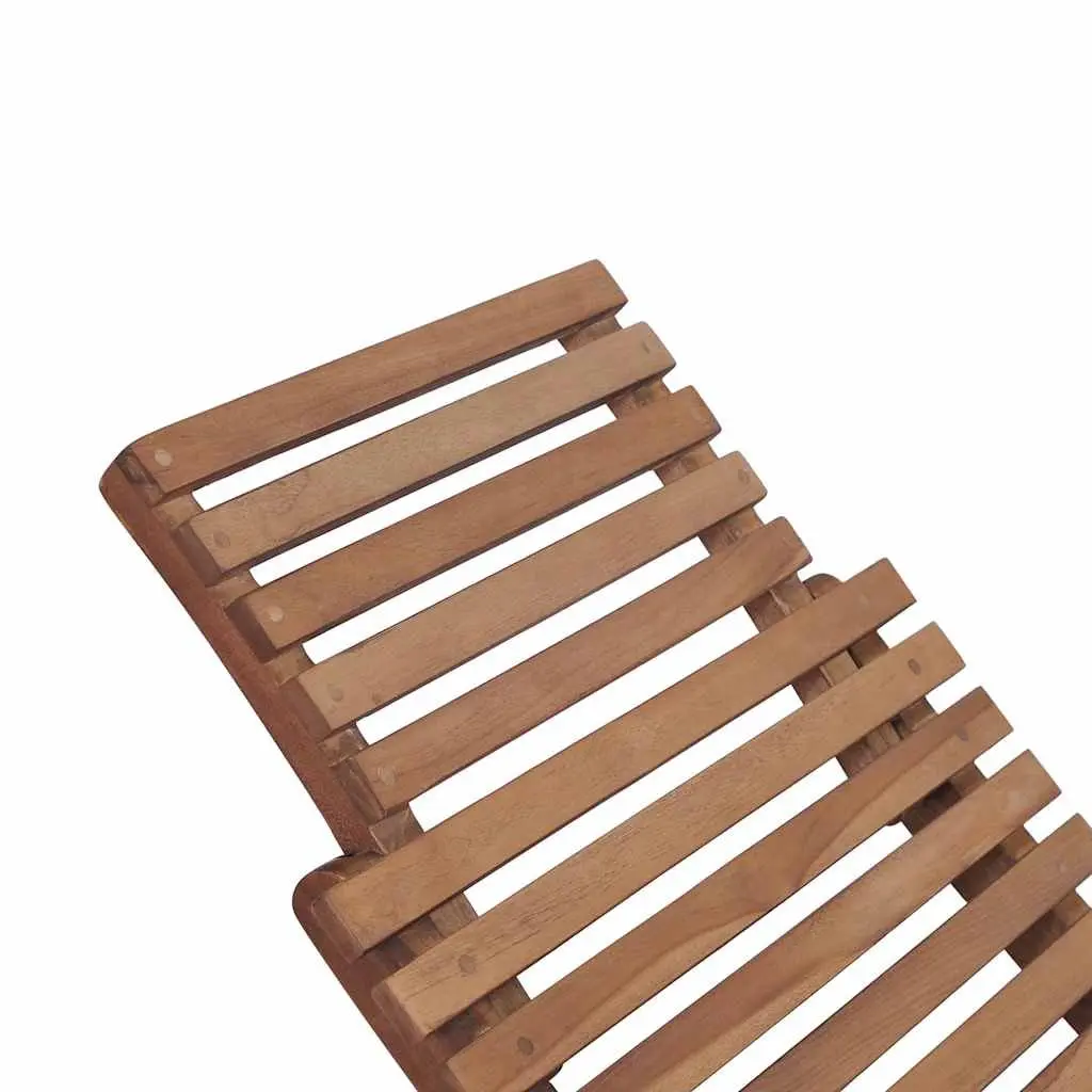 Folding Sun Lounger Brown Solid Teak Wood Adjustable Backrest Outdoor Garden Patio Chair