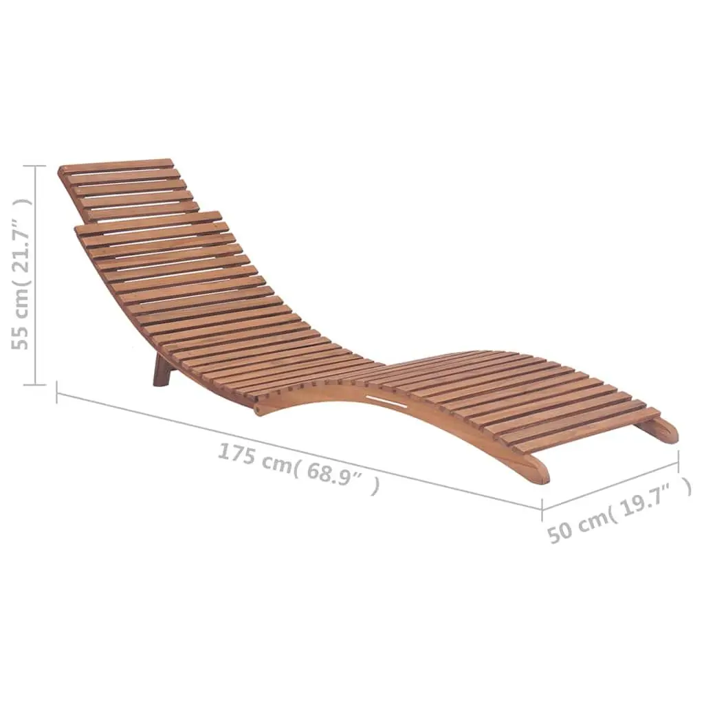 Folding Sun Lounger Brown Solid Teak Wood Adjustable Backrest Outdoor Garden Patio Chair