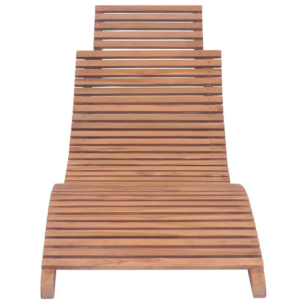 Folding Sun Lounger Brown Solid Teak Wood Adjustable Backrest Outdoor Garden Patio Chair
