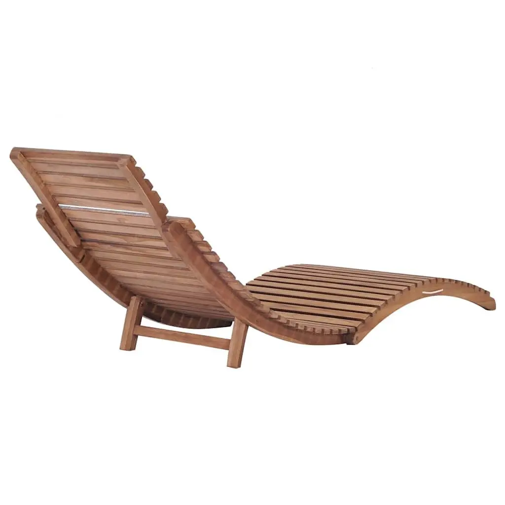 Folding Sun Lounger Brown Solid Teak Wood Adjustable Backrest Outdoor Garden Patio Chair