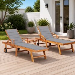 Concise 2-Piece Sun Lounger Set for Outdoors