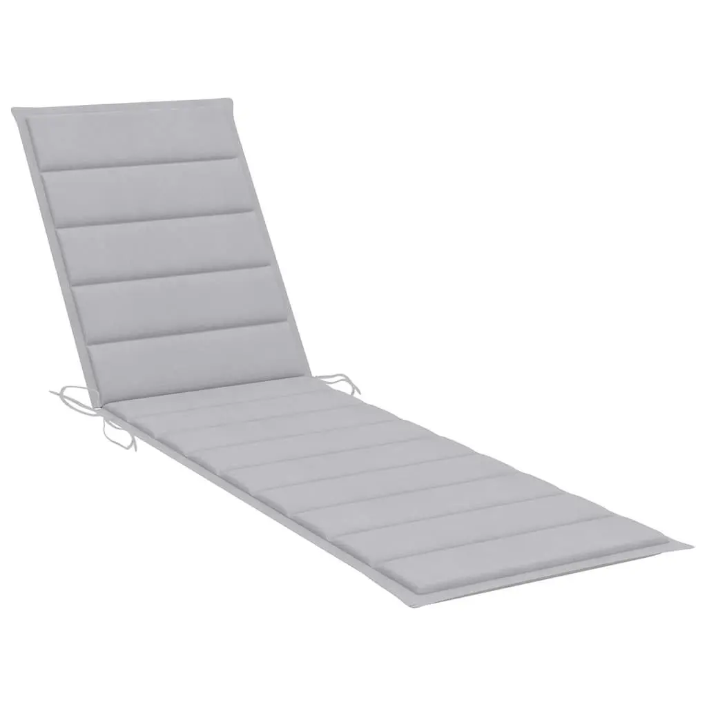 Sun Lounger Set Grey Teak Hardwood 2 pcs Adjustable Backrest with Cushion and Side Table