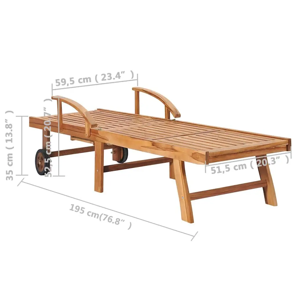Sun Lounger Set 2 pcs with Side Table Adjustable Backrest Outdoor Garden