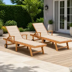 Teak Sun Lounger Daybed Set for Relaxing Outdoor Spaces