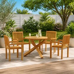 5 Piece Teak Dining Set for Gardens and Patios
