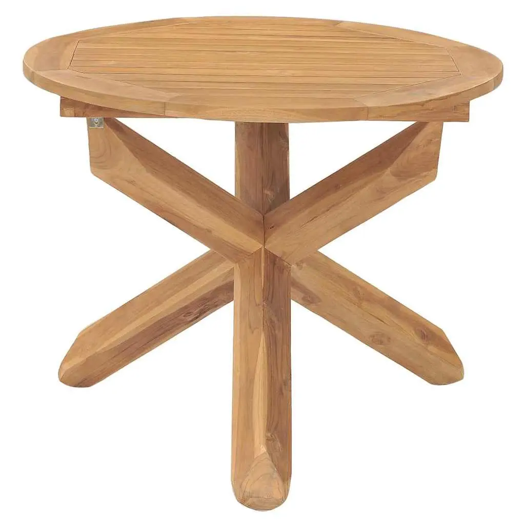 5 Piece Garden Dining Set Brown Solid Teak Wood Outdoor Patio Furniture Stackable Chairs