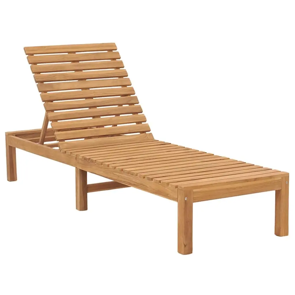 Sun Lounger 2 pcs Solid Teak Wood Adjustable Backrest Outdoor Garden Lounger