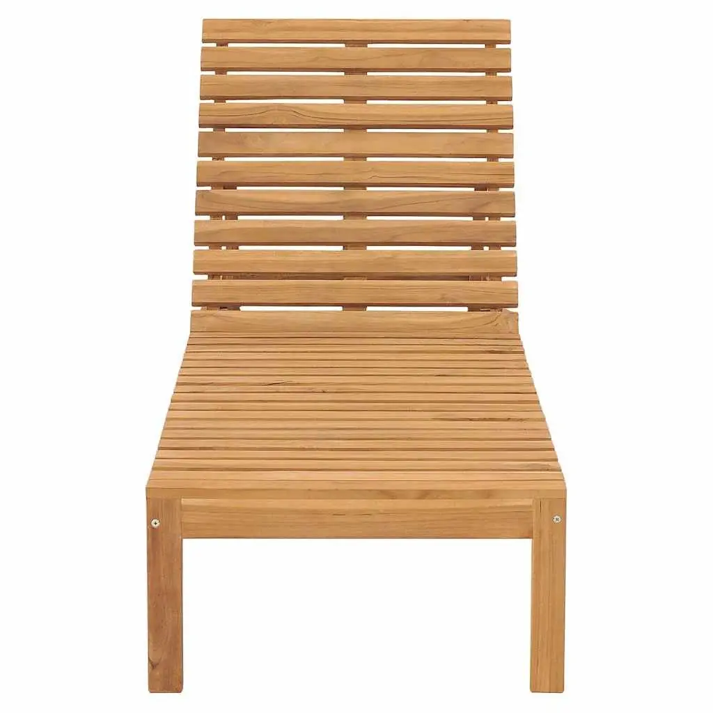 Sun Lounger 2 pcs Solid Teak Wood Adjustable Backrest Outdoor Garden Lounger
