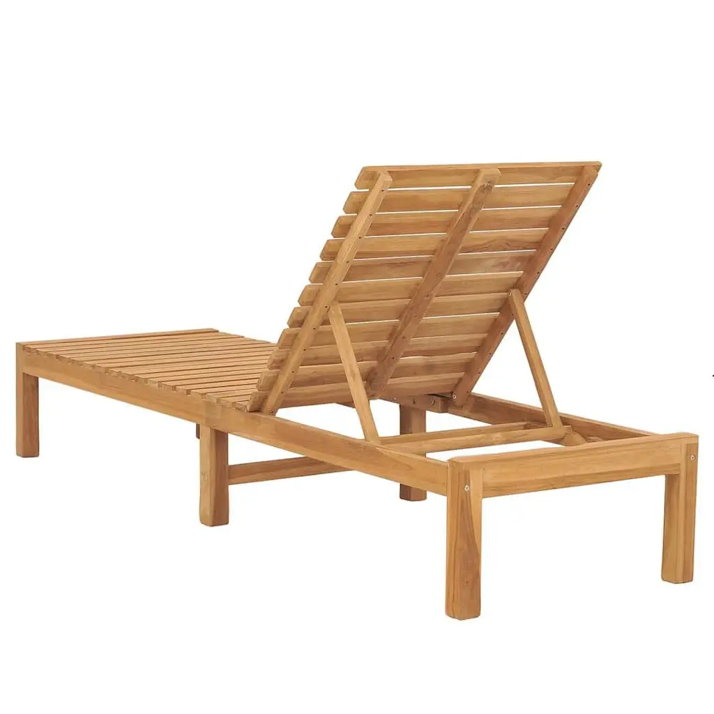 Sun Lounger 2 pcs Solid Teak Wood Adjustable Backrest Outdoor Garden Lounger
