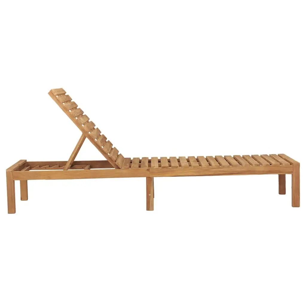 Sun Lounger 2 pcs Solid Teak Wood Adjustable Backrest Outdoor Garden Lounger