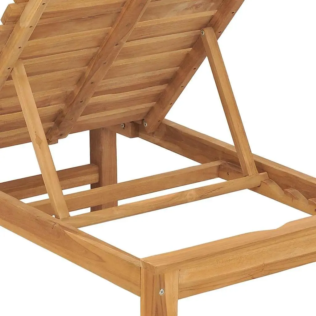 Sun Lounger 2 pcs Solid Teak Wood Adjustable Backrest Outdoor Garden Lounger