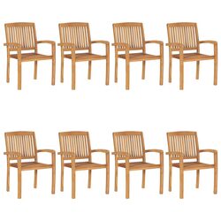 Sturdy 8-Piece Outdoor Stacking Chairs in Brown