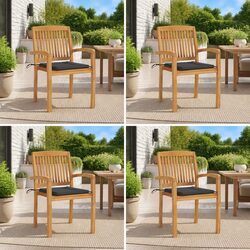 Outdoor Stacking Chair Set of 4 with Cushions