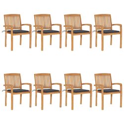 Compact 8-Piece Stacking Garden Chairs with Cushions
