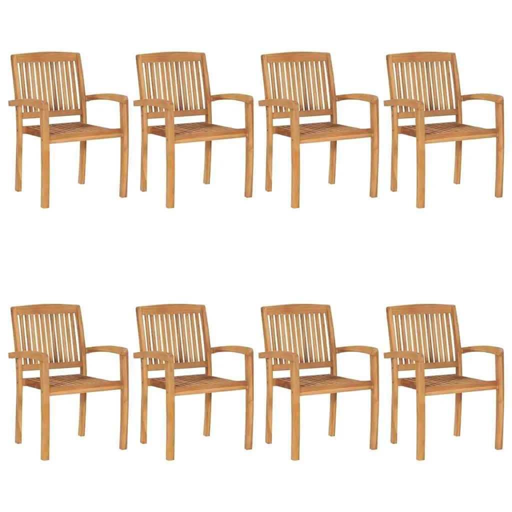 Stacking Garden Chairs Set 8 Piece Teak Wood Anthracite with Cushions