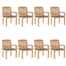 Compact Stacking Garden Chairs Set of 8 with Cushions