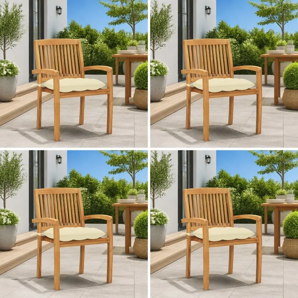 Stacking Garden Chair Set of 4 with Cushions