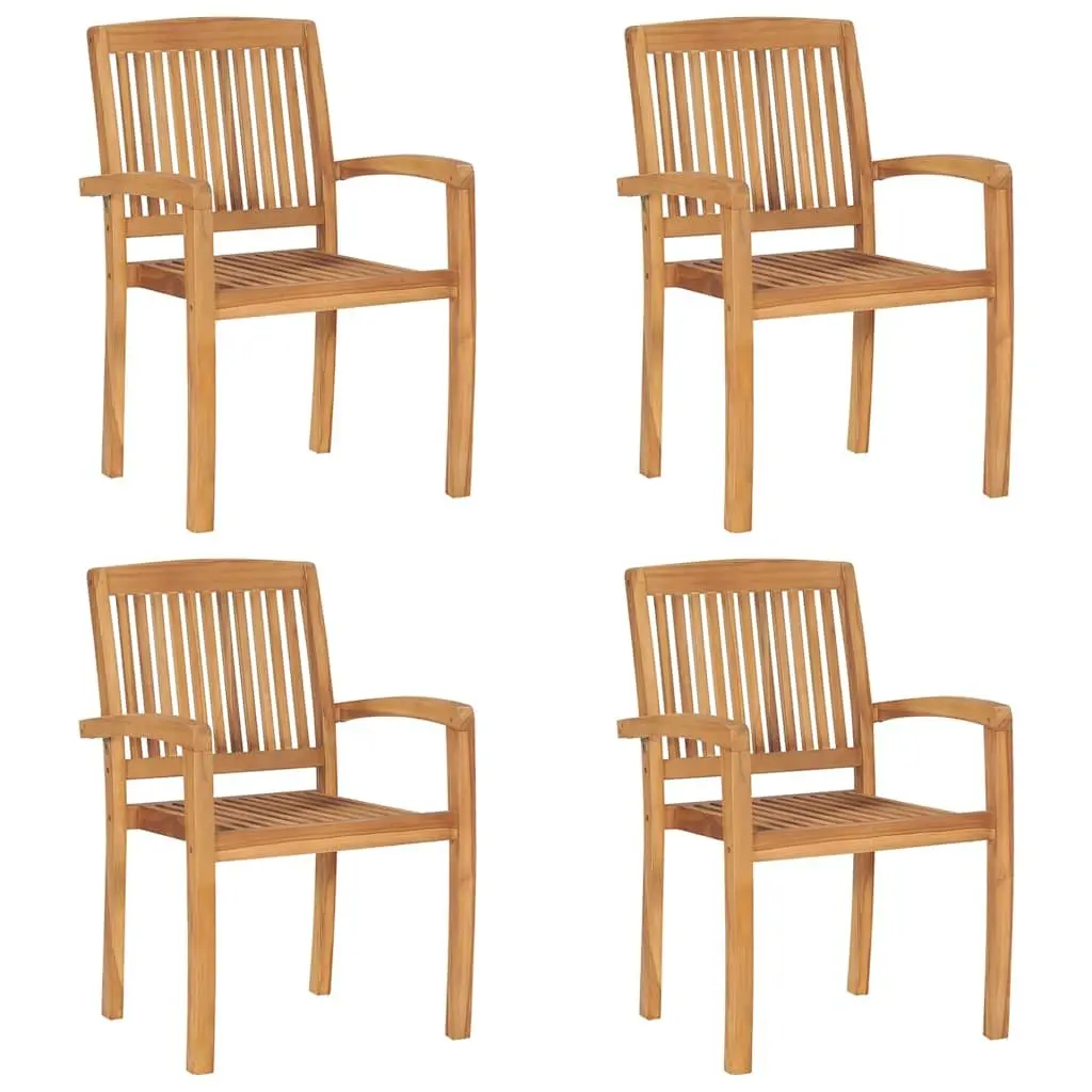 Stacking Garden Chair Set of 4 with Cushions