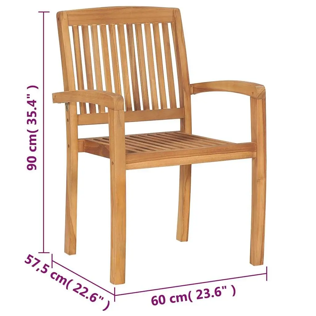 Stacking Garden Chair Set of 4 with Cushions
