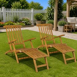 Lounge with Confidence: Teak Wood Chairs with Footrests