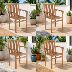 Compact Stackable Chairs - 4 Brown Wooden Chairs