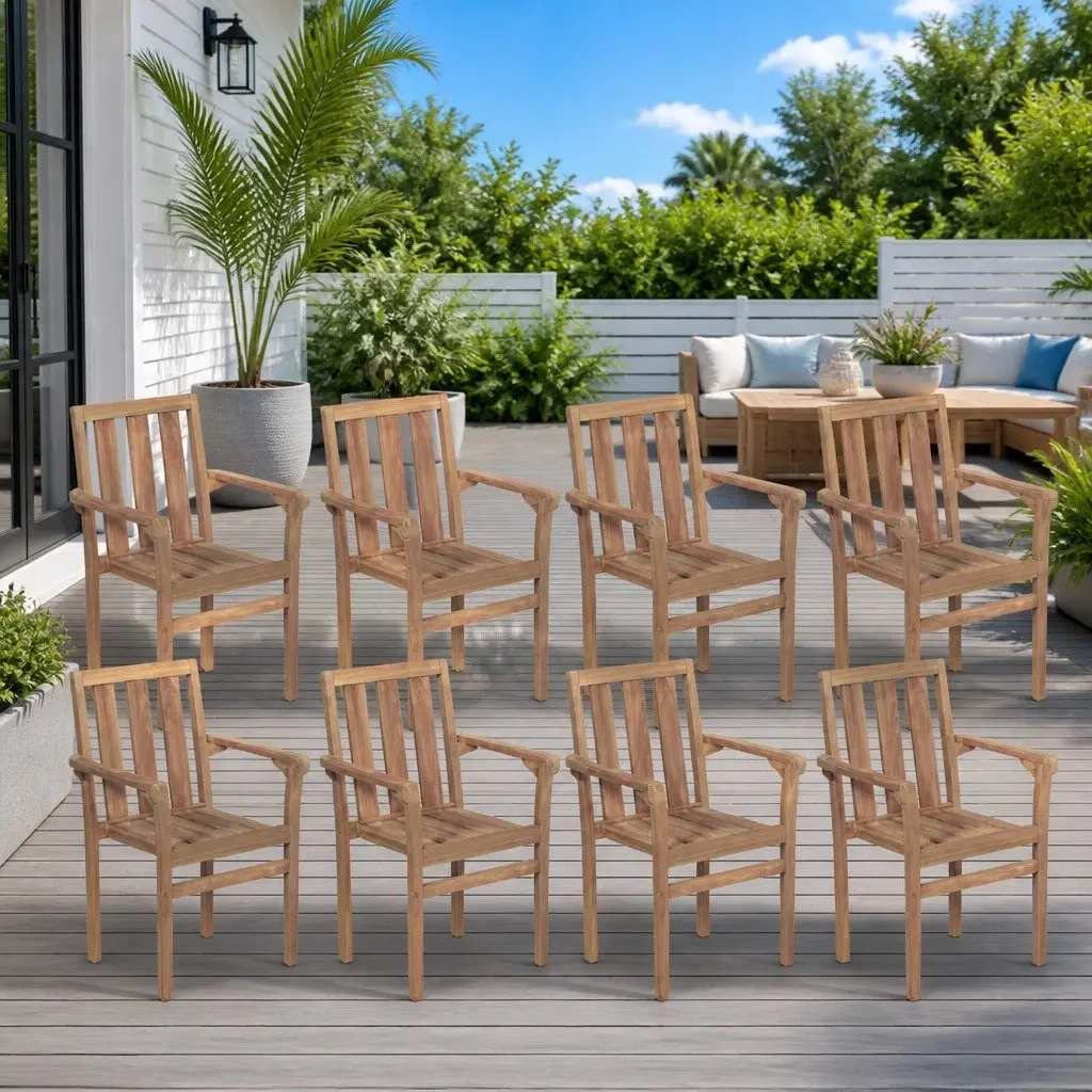 Stackable Garden Chairs Set of 8