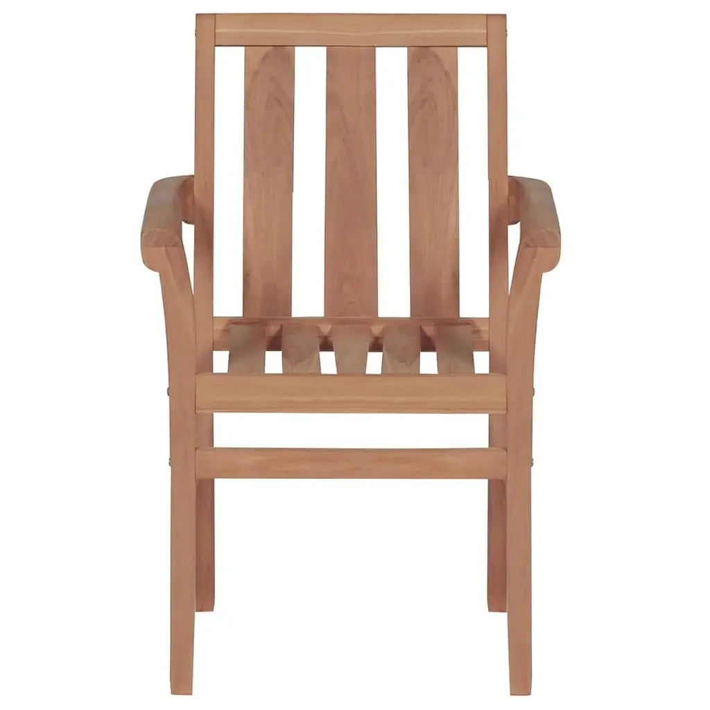 Stackable Outdoor Chairs with Cushions 8 Piece Set Garden Seating Teak Wood